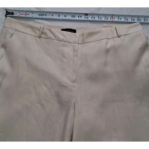 Talbots 100% Linen Pants Women's 18 Beige High Rise Wide Leg Lined Work Career - Picture 13 of 13